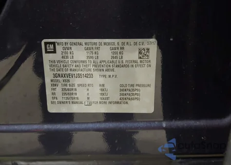 2018 Chevrolet Equinox Premier из США, поврежденный, VIN 3GNAXVEV1JS514233